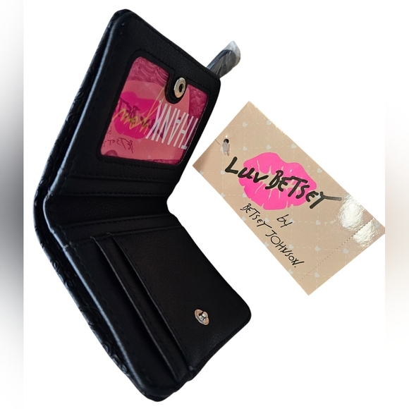 Betsey Johnson Black LBMONEY Women's Wallet, NEW! 4" X 3½" - Picture 9 of 9